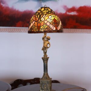Bronze with tiffany lampader